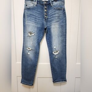 NWT KanCan Blue Distressed Cropped  Ankle Jeans